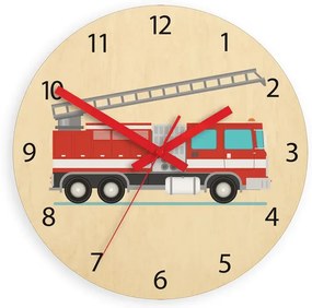 Dětské nástěnné hodiny Ami Hasičské auto 30 cm vícebarevné