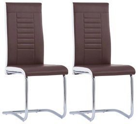 Jedálenské stoličky, perová kostra 2 ks, hnedé, umelá koža