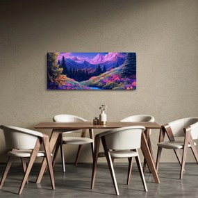Obraz - Fialová krajina pri úplnku (120x50 cm)