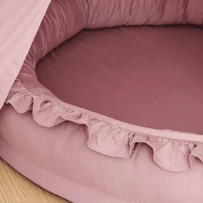 Mini hniezdo pre deti s volánom sýto ružová