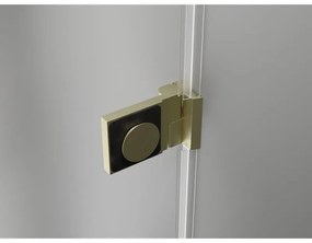 Mexen Lunar-B, výklopný sprchový kút ľavý 80 x 80 cm, 8mm číre sklo, zlatý kartáčovaný - 832-080-080-55-00-L