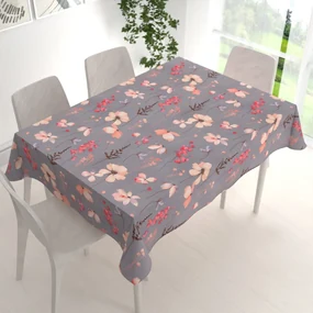 Biante Bavlnený obdĺžnikový obrus Sandra SA-537 Ružové kvety na sivom 80x120 cm