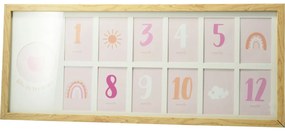 Detský fotorámček Heart, 60 x 25 x 1,8 cm, MDF, 12x 6 x 9 cm