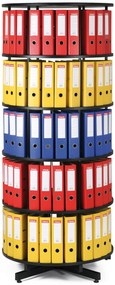 Otočný regál na zakladače, 5 poschodí, čierny