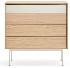 Krémovobiela komoda v dubovom dekore so zásuvkami Teulat Yoko