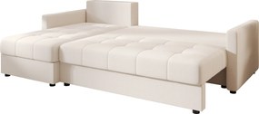Rozkladacia obojstranná sedacia súprava do L VENORIA 220x143 cm, krémová + 2 vankúšiky ZDARMA