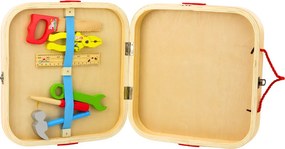 LEAN Toys Drevená kreatívna sada – zvieratká na skladanie v kufríku, 59 ks