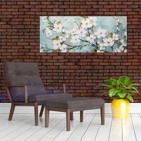 Obraz - Maľba, kvitnúce vetvy stromu (120x50 cm)