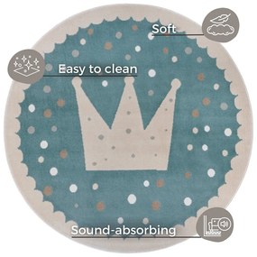 Modrý detský koberec ø 140 cm Crown – Hanse Home