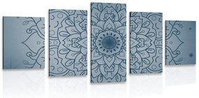 5-dielny obraz tmavo modrý kvet Mandaly Varianta: 100x50