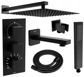 Mexen Cube DR02 vaňovo-sprchová podomietková súprava s dažďovými tryskami 25 cm, čierna - 77503DR0225-70