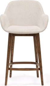 Béžová čalúnená barová stolička s podrúčkami (výška sedadla 66 cm) Konna – Kave Home