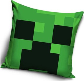 Velúrový vankúš Minecraft - motív Creeper Face | 40x40 cm