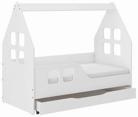 Detská domčeková posteľ KIDHOUSE so zásuvkou - biela - ľavá - 140x70 cm