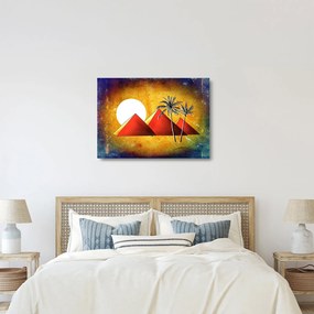 Sklenený obraz maľovaných egyptských pyramíd (70x50 cm)