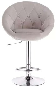 LuxuryForm DESIGN Barová stolička VERA VELUR na striebornom tanieri - svetlo šedá