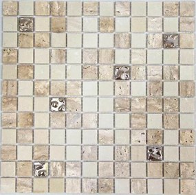 Mozaika Mosavit Travert 30x30 cm mat / lesk TRAVERTDROPMIX