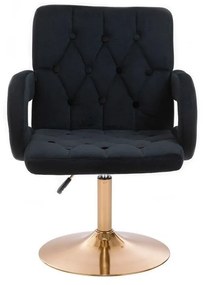 LuxuryForm DESIGN Stolička BOSTON VELUR na zlatom tanieri - čierna