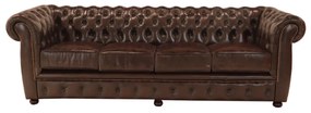 Pohovka štvormiestna Chesterfield Liverpool z pravej hovädzej kože Brown Brown