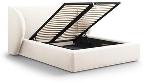 Čalúnená posteľ milany s úložným priestorom 200 x 200 cm zamat béžová MUZZA