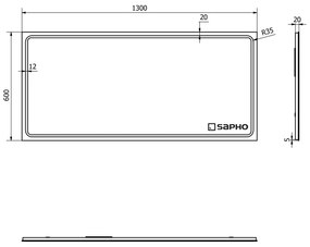 Sapho Sapho, GEMINI LED podsvietené zrkadlo 1300x600mm, GM130