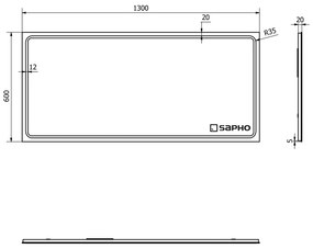 Sapho, GEMINI LED podsvietené zrkadlo 1300x600mm, GM130