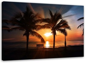 Obraz na plátně Palmy moře západ slunce - 120x80 cm