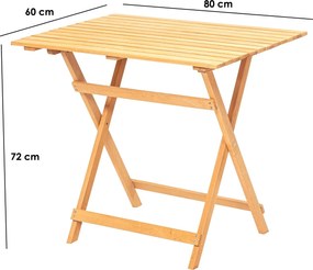 Skládací zahradní odkládací stolek Lipo 80 cm z masivu hnědý