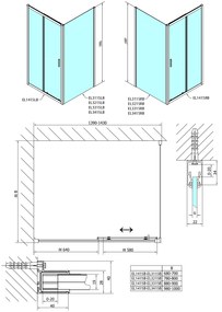 Polysan Polysan, EASY BLACK sprchové dvere 1400mm, číre sklo, EL1415B