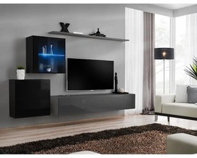 Obývacia stena Switch XV Sklo +LED čierna / grafit