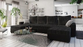 Rohová sedačka v tvare U Triplite (melírovaná čierna + čierna) (P). Akcia -20%. Vlastná spoľahlivá doprava až k Vám domov. 1026216