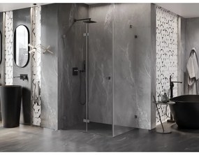 Mexen Lunar-F, 1-krídlový sprchový kút so skladacími dverami, ľavý, 95 x 80 cm, 8mm číre sklo, grafitový profil, 836-095-080-66-00-L