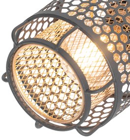 Dizajnové stropné svietidlo čierne so zlatým 4-svetlým podlhovastým - Noud