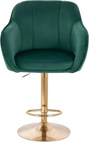 LuxuryForm DESIGN Barová stolička AVOLA VELUR na zlatom tanieri - zelená