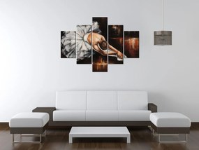 Gario Ručne maľovaný obraz Rozcvička baletky - 5 dielny Rozmery: 100 x 70 cm
