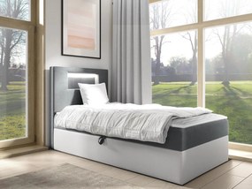 Kontinentálna jednolôžková posteľ Junior Ribezo 1, Strana: ľavá, Rozmer postele: 100x200, Dostupné poťahy: ekokoža Soft 017 (biela) + Fresh 14