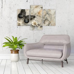 Obraz - Mramorové pozadie s motýľmi (90x60 cm)