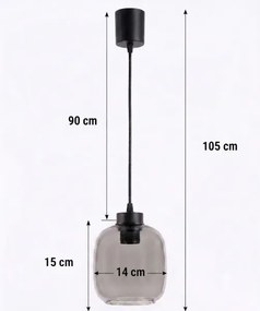 Brilagi - LED luster na lanku R GLASS 1xE27/60W/230V pr. 14 cm čierna/dymovošedá
