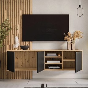 TV STOLÍK ALWIN DUB ARTISAN ČIERNY 156 cm