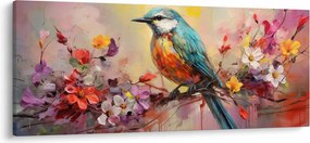 Obraz - Maľba vtáčika (120x50 cm)