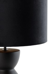 Dizajnová stolná lampa čierna s tienidlom z velúru čierna so zlatom 35 cm - Alisia