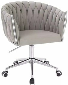 LuxuryForm DESIGN Stolička NORDEN VELUR na striebornej podstave s kolieskami - svetlosivá
