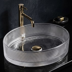 Rea Mirella Transparent, sklenené umývadlo na dosku 495x380x125 mm, číra, REA-U3525