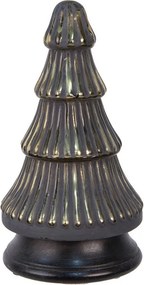 Sklenená vianočná dekorácia čiernozlatého stromčeka - 14*25 cm