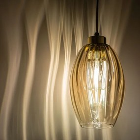 LED luster na lanku SEBO 1xE27/15W/230V čierna/dymová béžová