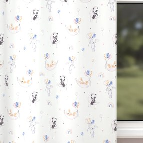 Biante Detský bavlnený záves Sandra SA-374 Pandy líšky a zajačiky s balónikmi 150x250 cm