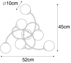 Moderné stropné svietidlo zlaté s opálovým sklom 6-žiarovkové - Atény