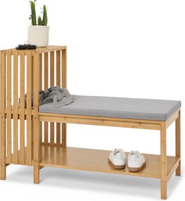 Lavica s priehradkou na topánky a policou v lamelovom vzhľade