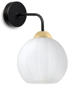 Nástenné svietidlo Costa, 1x biele sklenené tienidlo, b/g