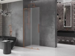 Mexen Velar L, posuvná sprchová zástena Walk-in 100 x 200 cm, 8mm sklo námraza, medená matná, 871-100-003-33-65